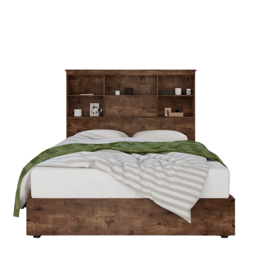 Innovative LED Bookcase Bed – Full/Double Size with Built-In Storage, Sleek Design, and LED Lighting for Modern Living