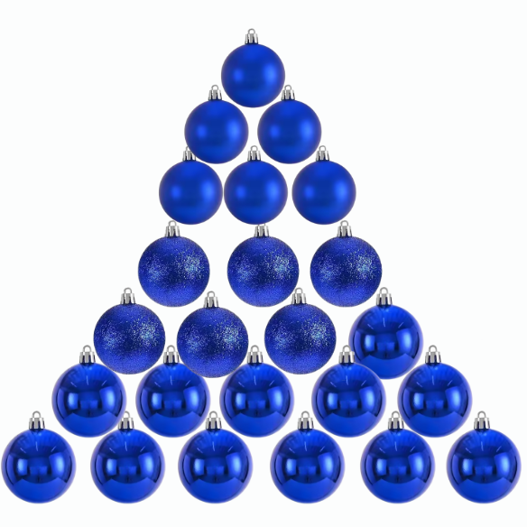 Navy Blue Christmas Ball Ornaments – 24-Piece Set, Shatterproof Holiday Decorations (Available in 3 cm, 4 cm, and 6 cm)