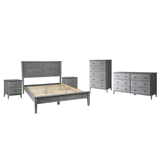 Brushed Wooden Full Double Size Bed and Bedroom Set – Elegant Design with Sturdy Construction and Rustic Charm