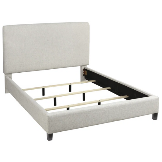 Solid Colored Linen Upholstered Queen Size Standard Bed