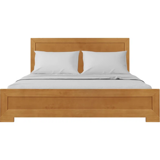 Neutral-Colored Solid Wood Queen Size Low Profile Platform Bed