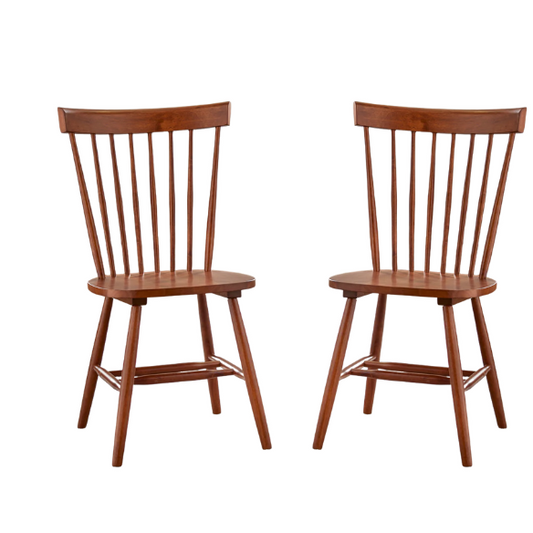 Farmhouse Spindle Back Dining Chairs – Set of 2, Solid Rubberwood