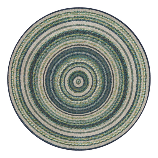 Coastal-Inspired Geometric Rug – Fade & Stain-Resistant,Ivory,Green,Blue Pattern, Ideal for Indoor/Outdoor Use