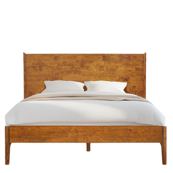 Timeless Solid Wood King Size Bed Frame with Headboard – Scandinavian Platform Design for Effortless Elegance and Comfort