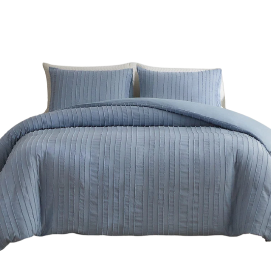 Luxurious Tufted Duvet Cover Set – Queen Size | Striped Textured Boho Bedding | Ultra-Soft Washed Microfiber | 3-Piece Set