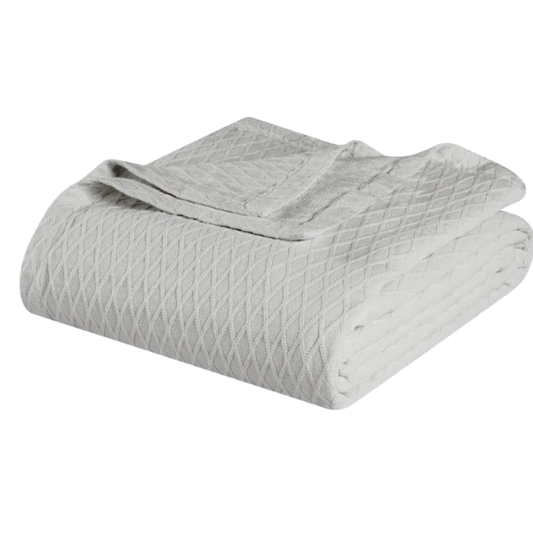 Light Grey Weave Cotton Blanket – Soft, Elegant & Breathable All-Season Comfort