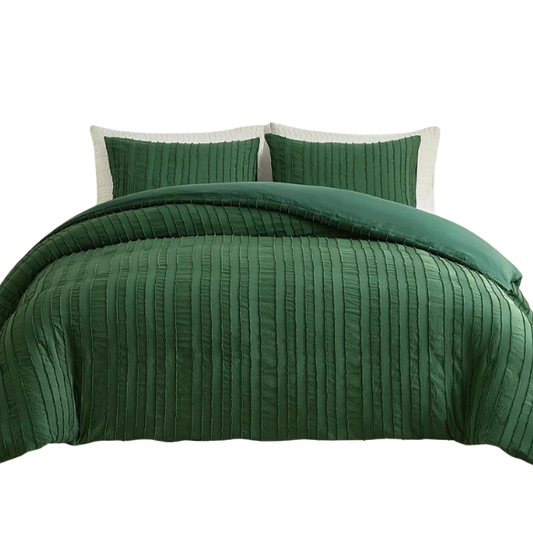 Luxurious Tufted Duvet Cover Set – Queen Size | Striped Textured Boho Bedding | Ultra-Soft Washed Microfiber | 3-Piece Set