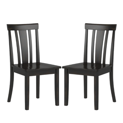 Set of 2 Farmhouse Slat Back Wooden Dining Side Chairs – Solid Wood, Rustic Kitchen or Dining Room Seating