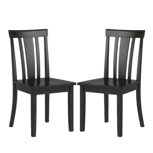 Set of 2 Farmhouse Slat Back Wooden Dining Side Chairs – Solid Wood, Rustic Kitchen or Dining Room Seating