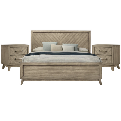 Timeless Elegance 3-Piece Queen Bedroom Set in Antique Gray with Metal Accents and Dovetail Construction