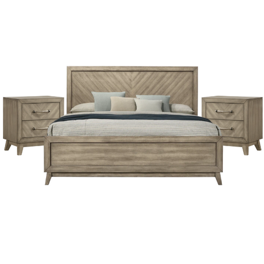 Timeless Elegance 3-Piece Queen Bedroom Set in Antique Gray with Metal Accents and Dovetail Construction