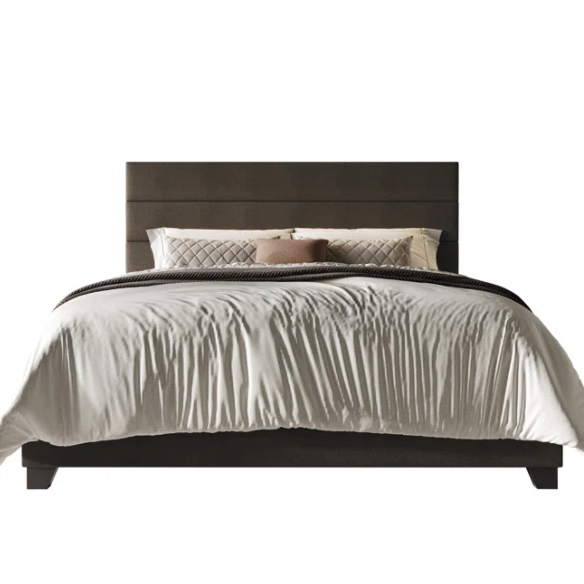 Modern King Size Upholstered Bed with Horizontal Channel Tufted Headboard – Simple, Sophisticated Design for a Contemporary Bedroom