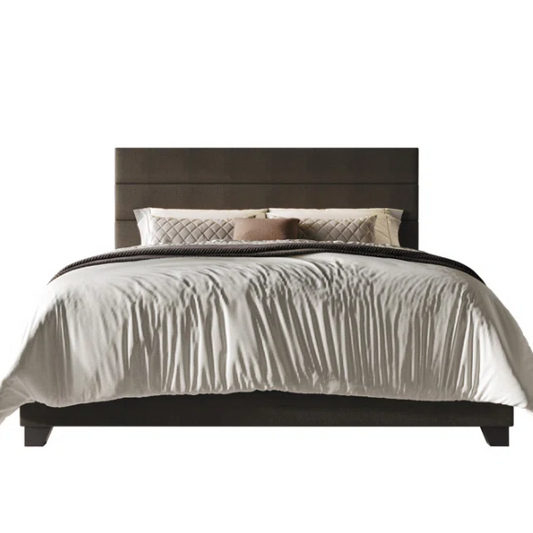 Modern King Size Upholstered Bed with Horizontal Channel Tufted Headboard – Simple, Sophisticated Design for a Contemporary Bedroom