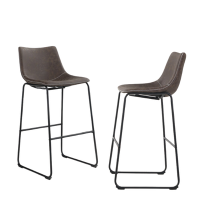 Square PU Leather Counter Height Bar Stools with Backrest – Set of 2 | Vintage-Inspired, Comfortable, and Easy to Assemble