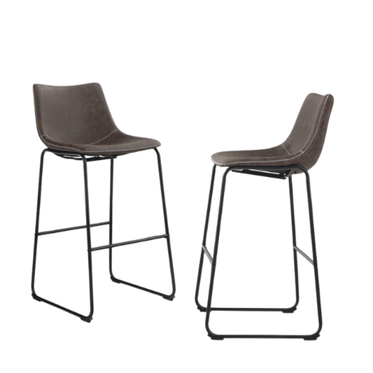 Square PU Leather Counter Height Bar Stools with Backrest – Set of 2 | Vintage-Inspired, Comfortable, and Easy to Assemble