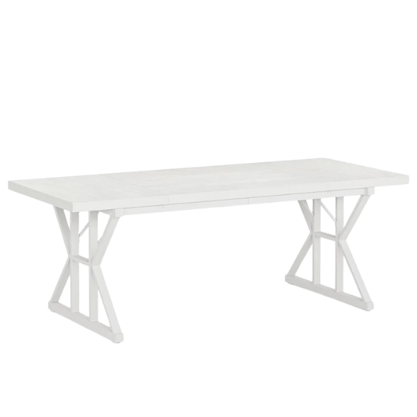Farmhouse Dining Table for 6-8 People – Rectangular Wood Kitchen Table with X-Shaped Accents, Spacious & Multifunctional for Dining, Office, or Gathering