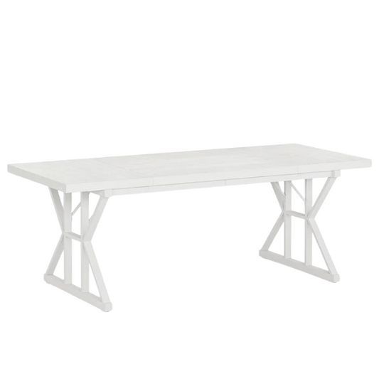 Farmhouse Dining Table for 6-8 People – Rectangular Wood Kitchen Table with X-Shaped Accents, Spacious & Multifunctional for Dining, Office, or Gathering