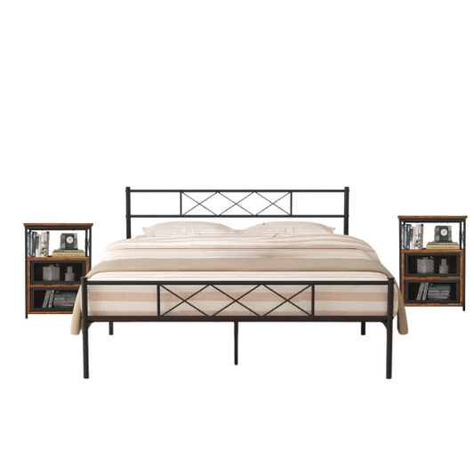 Metal Framed 3-Piece Full Double Size Bedroom Set – Sleek Design with Sturdy Frame and Modern Appeal