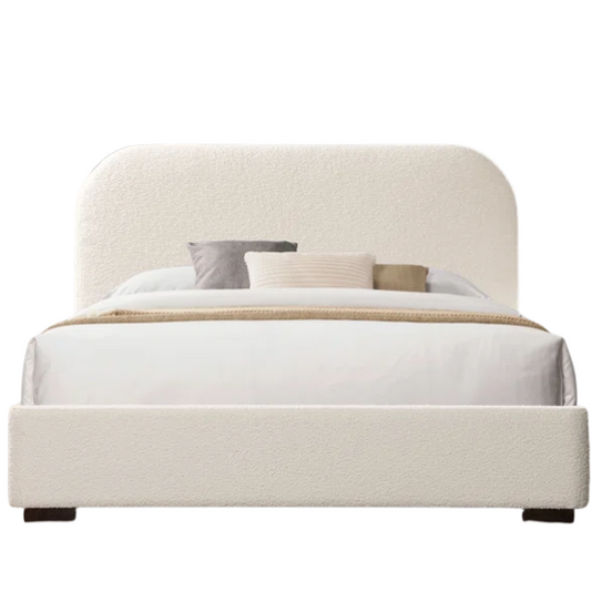 Bouclé Platform Bed with Arched Headboard – Modern Design, Easy Assembly, and Superior Comfort for King Size