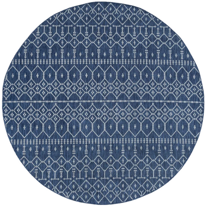 Boho-Inspired Navy & Grey Geometric Rug – Fade & Stain-Resistant, Low-Pile, Perfect for High-Traffic Indoor/Outdoor Spaces