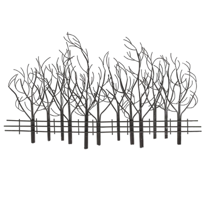Metal Field of Twelve Trees Wall Décor – Handcrafted Iron Sculpture with Nature-Inspired Design and Snow Accent