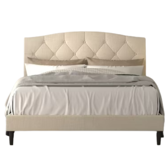 King Size Upholstered Platform Storage Bed with Button Tufted Headboard and Low-Profile Frame – Contemporary Glam Design