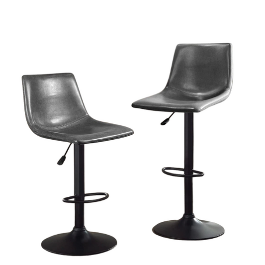 Set of 2 Adjustable Height Swivel Bar Stools with Back – Mid-Century Modern Design, Polished Chrome Base, Ergonomic Imitation Leather Seat, 360° Rotation for Kitchen Island or Bar