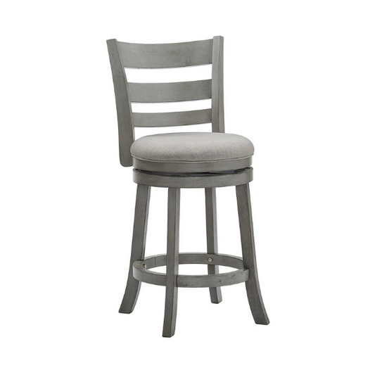 Upholstered Back Swivel Bar Stool – Durable Rubberwood Frame, 360° Swivel Seat, Ring Footrest, and Foam-Padded Linen or Faux Leather Upholstery for Comfortable Everyday Dining