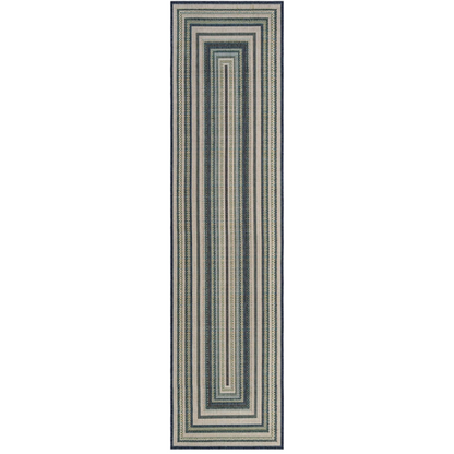 Coastal-Inspired Geometric Rug – Fade & Stain-Resistant,Ivory,Green,Blue Pattern, Ideal for Indoor/Outdoor Use