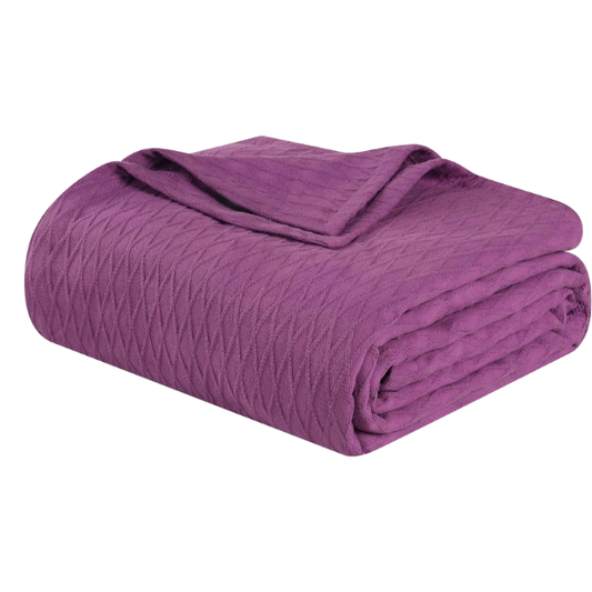 Purple Weave Cotton Blanket – Soft, Elegant & Breathable All-Season Comfort