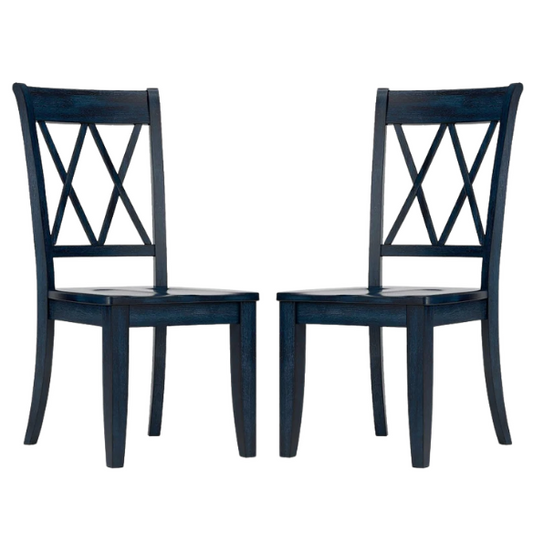 Farmhouse X-Back Solid Wood Dining Chairs (Set of 2) – Rustic Kitchen or Dining Room Seating