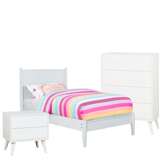 Chic White 3-Piece Bedroom Set: Timeless Style for Modern Living