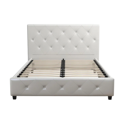 Luxurious Faux Leather Platform Bed – Full Double Size with Sleek Modern Design