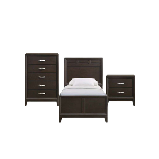 Elegant Black Luxury Twin Bedroom Set: 3-Piece Collection for a Chic and Modern Look