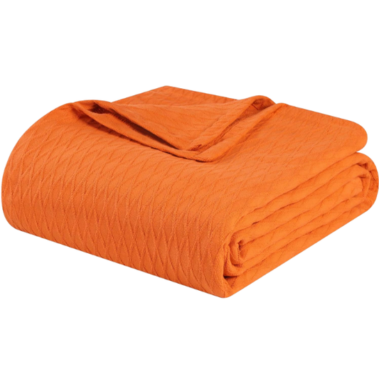 Burnt Orange Weave Cotton Blanket – Luxurious, Soft & Breathable All-Season Comfort