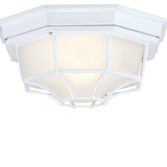 1-Light Retro Textured Ceiling Mount Light Fixture with Frosted Glass – Vintage-Inspired Black Ceiling Light for Home, Farmhouse, and Commercial Spaces