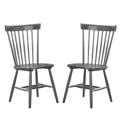 Farmhouse Spindle Back Dining Chairs – Set of 2, Solid Rubberwood