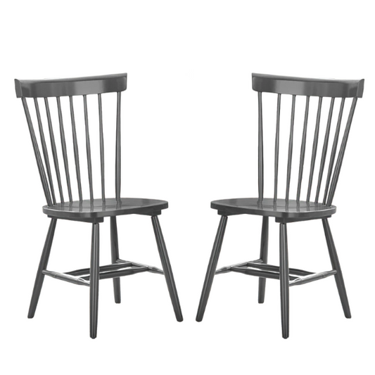 Farmhouse Spindle Back Dining Chairs – Set of 2, Solid Rubberwood