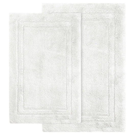 White Cotton 2-Piece Bath Rug Set – Plush, Non-Slip, Highly Absorbent Rugs (20" x 30" & 24" x 36")