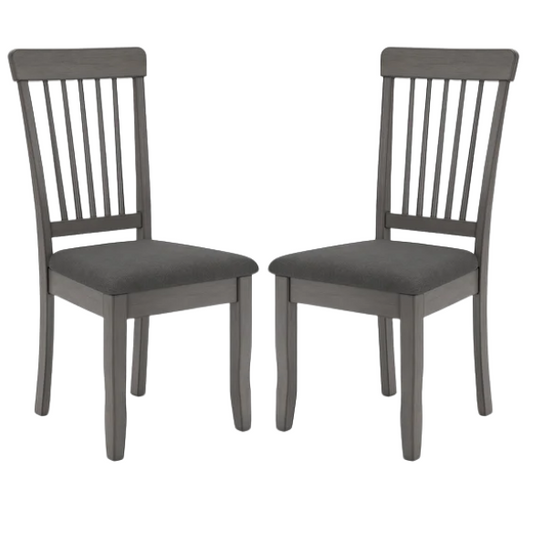 Dining Side Chairs (Set of 2) – Stained Wood Frame, Spindle Back Design, Cushioned Microfiber Seats for Comfort & Easy Assembly