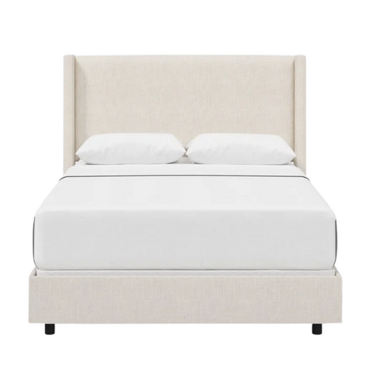 Cozy and Sleek Modern Queen Size Upholstered Wingback Bed
