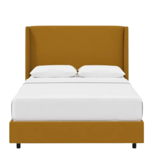 Cozy and Sleek Modern Queen Size Upholstered Wingback Bed