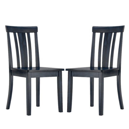 Set of 2 Farmhouse Slat Back Wooden Dining Side Chairs – Solid Wood, Rustic Kitchen or Dining Room Seating
