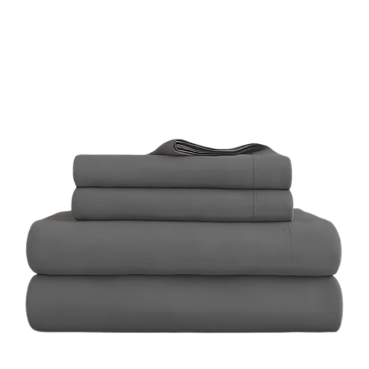 Grey Deep Pocket Microfiber Sheet Set – 4-Piece Soft, Wrinkle-Free Bedding with Pillowcases