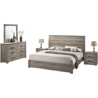Standard Charming Weathered Grey 5-Piece Queen Bedroom Set in Solid Wood – Elegant, Durable, and Timeless