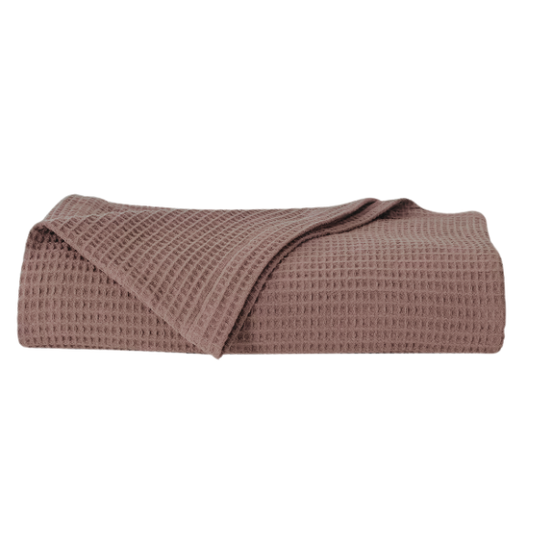 Cotton Waffle Weave Bed Blanket – Dusty Rose | All-Season Breathable Layer