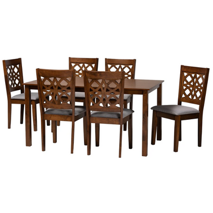 Modern Fabric and Wood Dining Set – Where Elegance Meets Comfort and Style