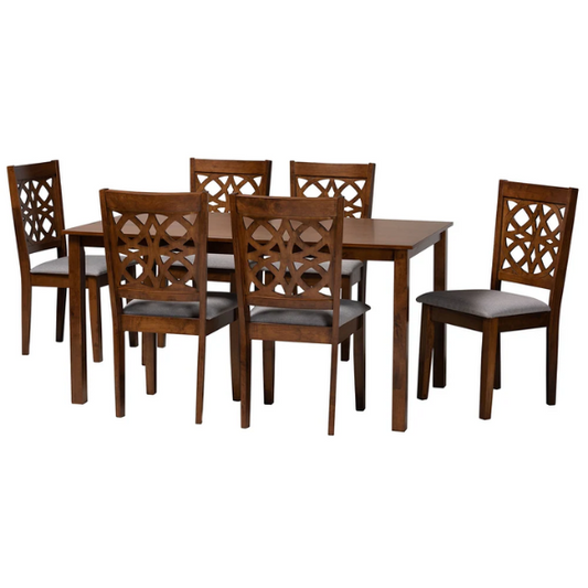 Modern Fabric and Wood Dining Set – Where Elegance Meets Comfort and Style