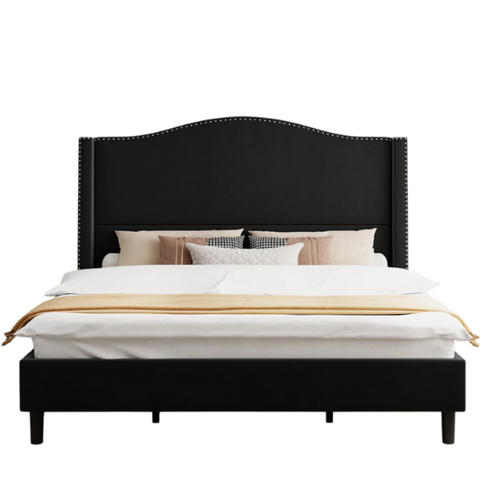 Luxurious Velvet Upholstered Metal Platform Bed – Full/Double Size with Sleek & Stylish Design