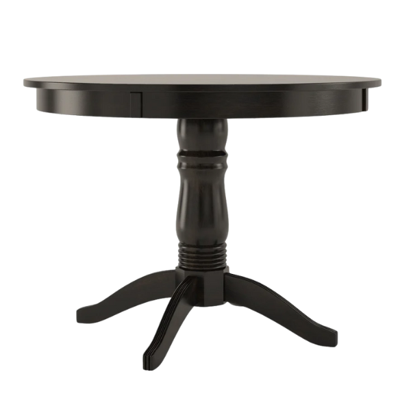 Round Pedestal Base Dining Table – Vintage Farmhouse Style with Distressed Finishes, Compact Design for Small Spaces, Timeless Classic Elegance